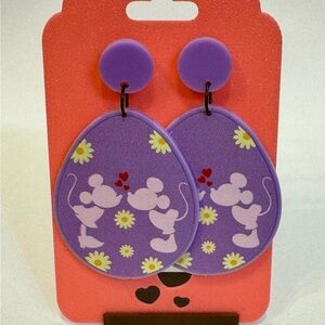 Purple Spring Earrings with Mickey and Minnie
